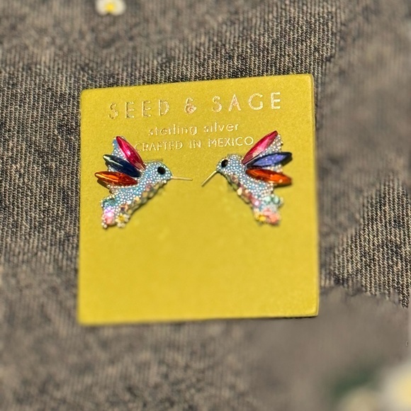 ✨ Seed & Sage Sterling Silver Hummingbird Earrings – Handcrafted in Mexico ✨ - Picture 8 of 11